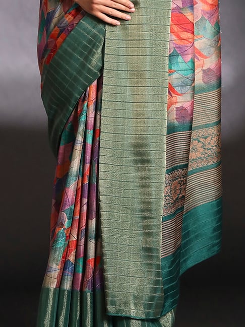 Green Pure Handi Silk Handloom Saree Row Silk Saree Anant Tex Exports Pvt.Ltd..