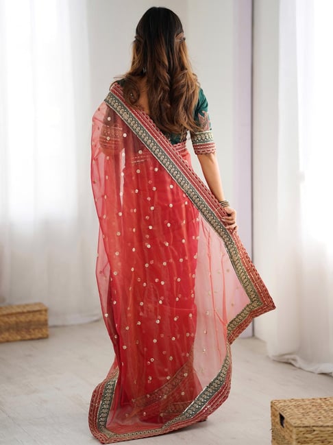 Red Pure Soft Crush Banarasi Silk Saree