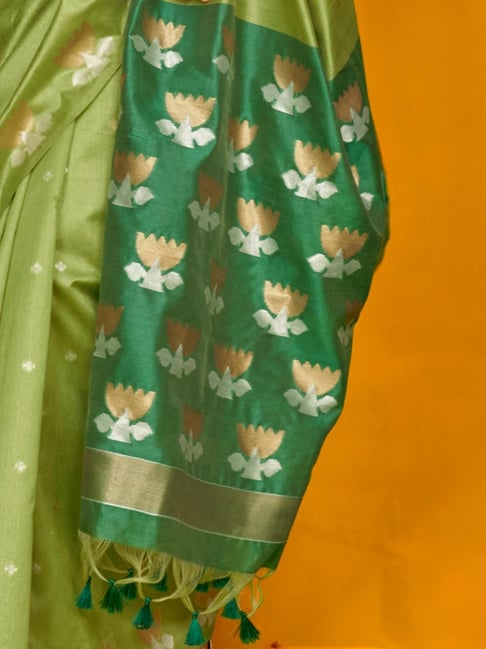 Green Tussar Handloom Silk Saree