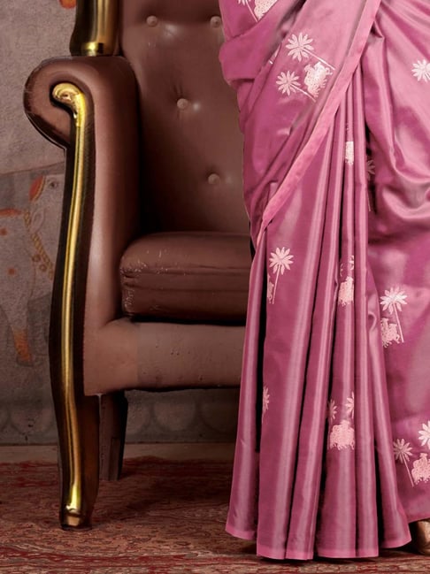 Mauve Pure Satin Handloom Weaving Saree