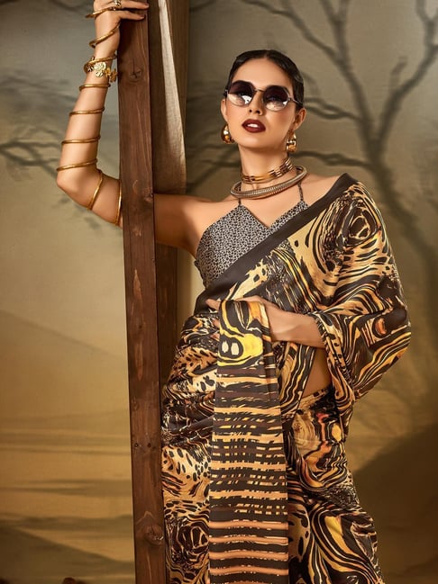 Leopard Pure Soft Crepe Satin Digital Printed Saree