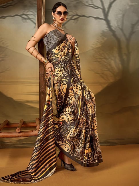 Leopard Pure Soft Crepe Satin Digital Printed Saree
