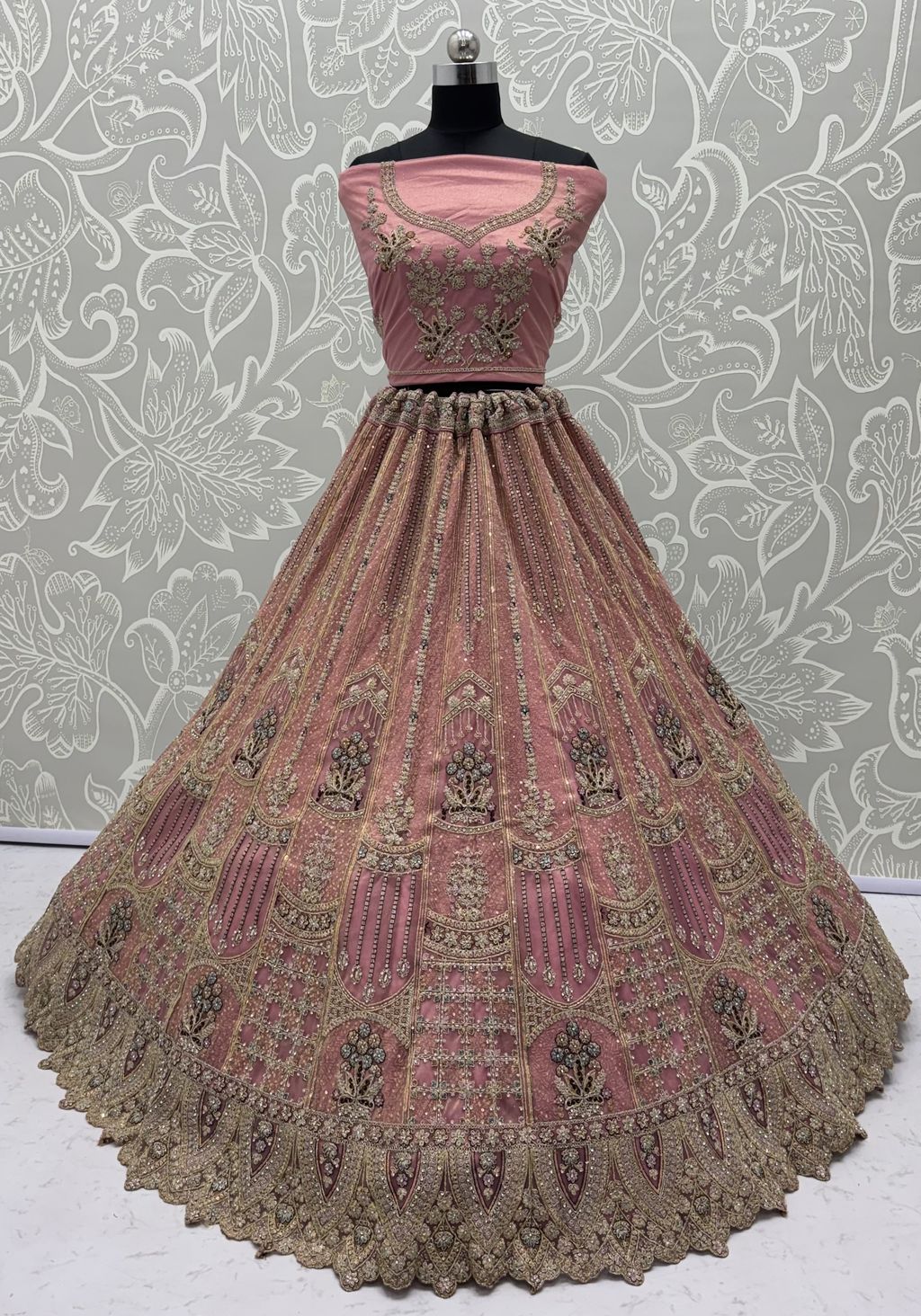 Pink Pure Soft Heavy Net Fancy Embroidery Work Bridal Lehenga Choli