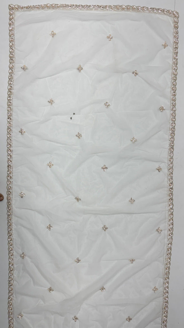White Pure Heavy Net Motif Handwork Zari Sequins Work Bridal Lehenga Choli