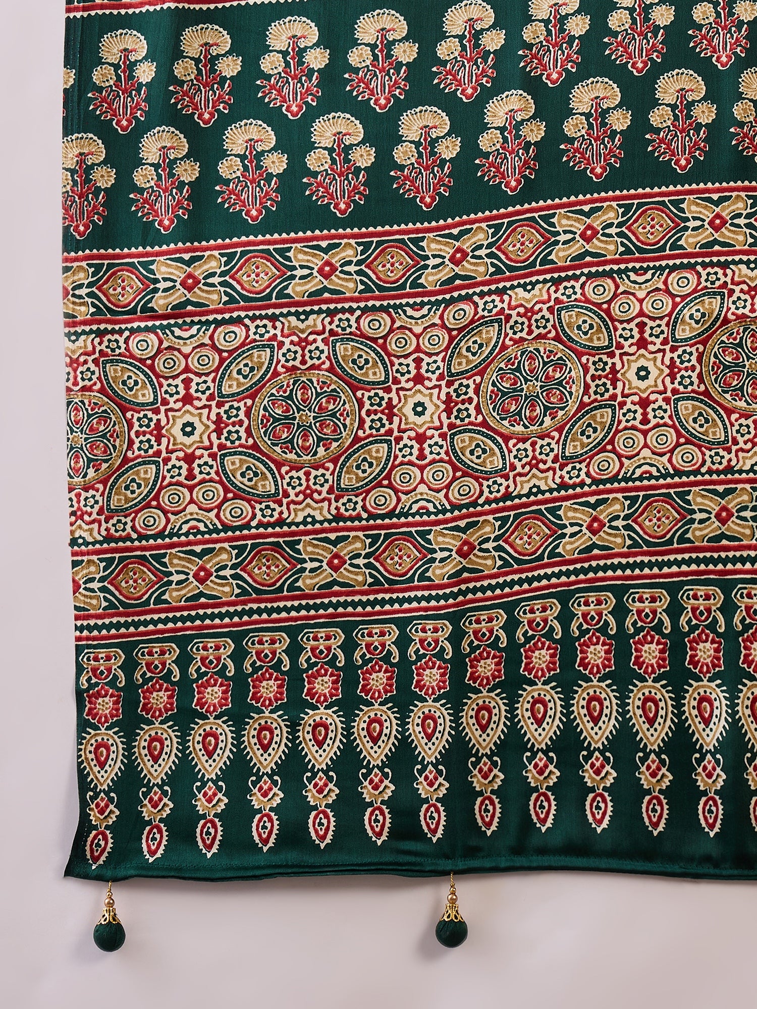 Green Pure Semi Modal Silk Floral Printed Saree