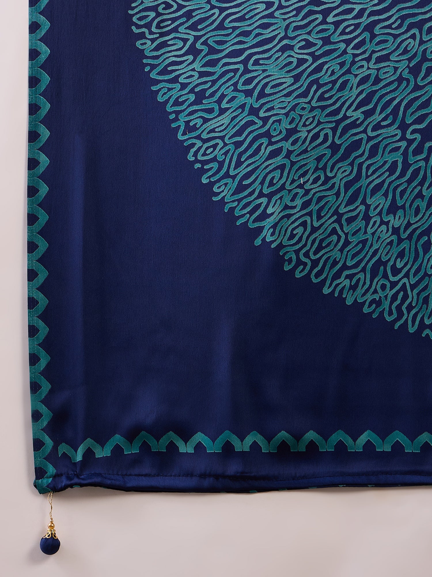 Blue Pure Semi Modal Japan Silk Ajarkh Printed Saree