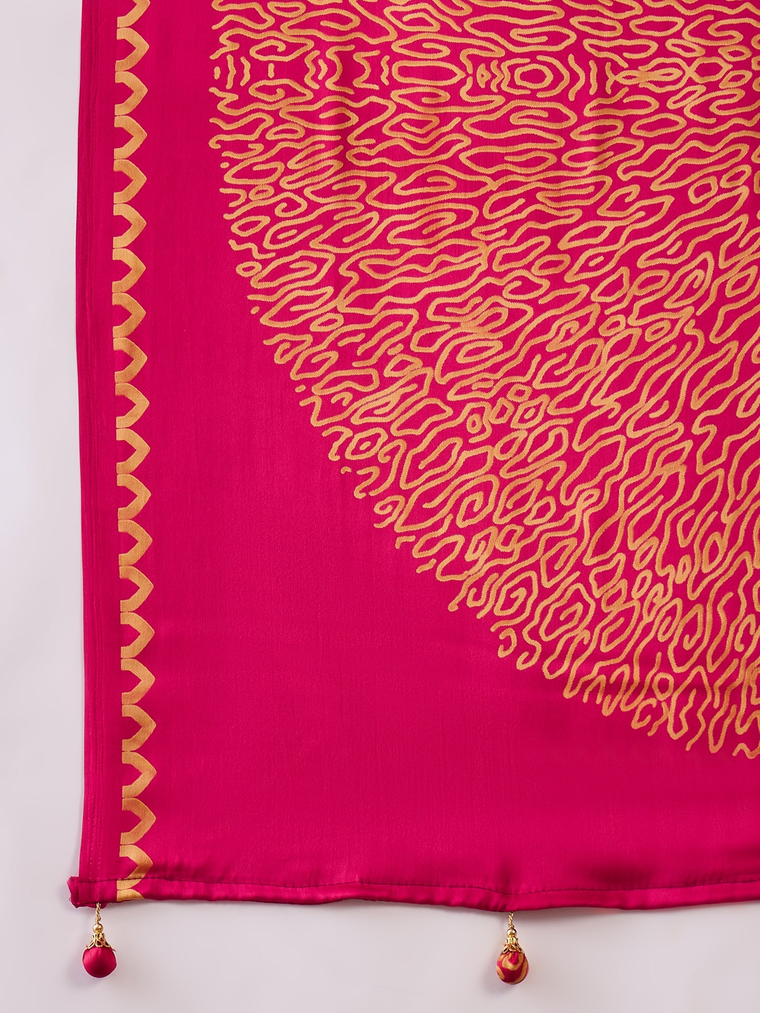 Pink Pure Semi Modal Japan Silk Ajarkh Printed Saree