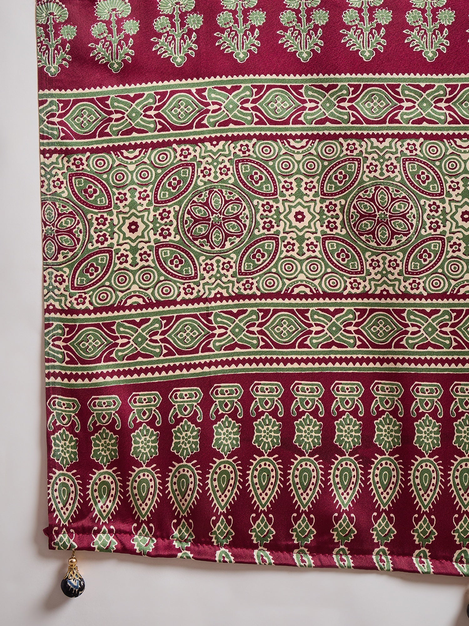 Red Pure Semi Modal Silk Ajarkh Printed Saree