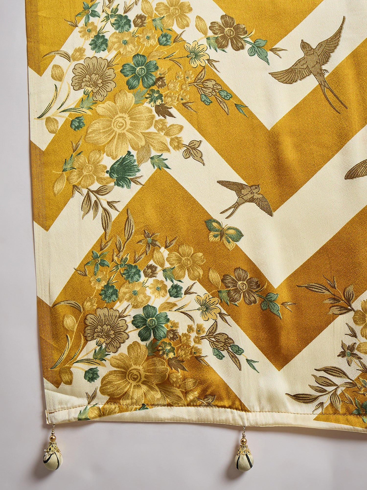 Yellow Pure Semi Modal Japan Silk Ajarkh Printed Saree