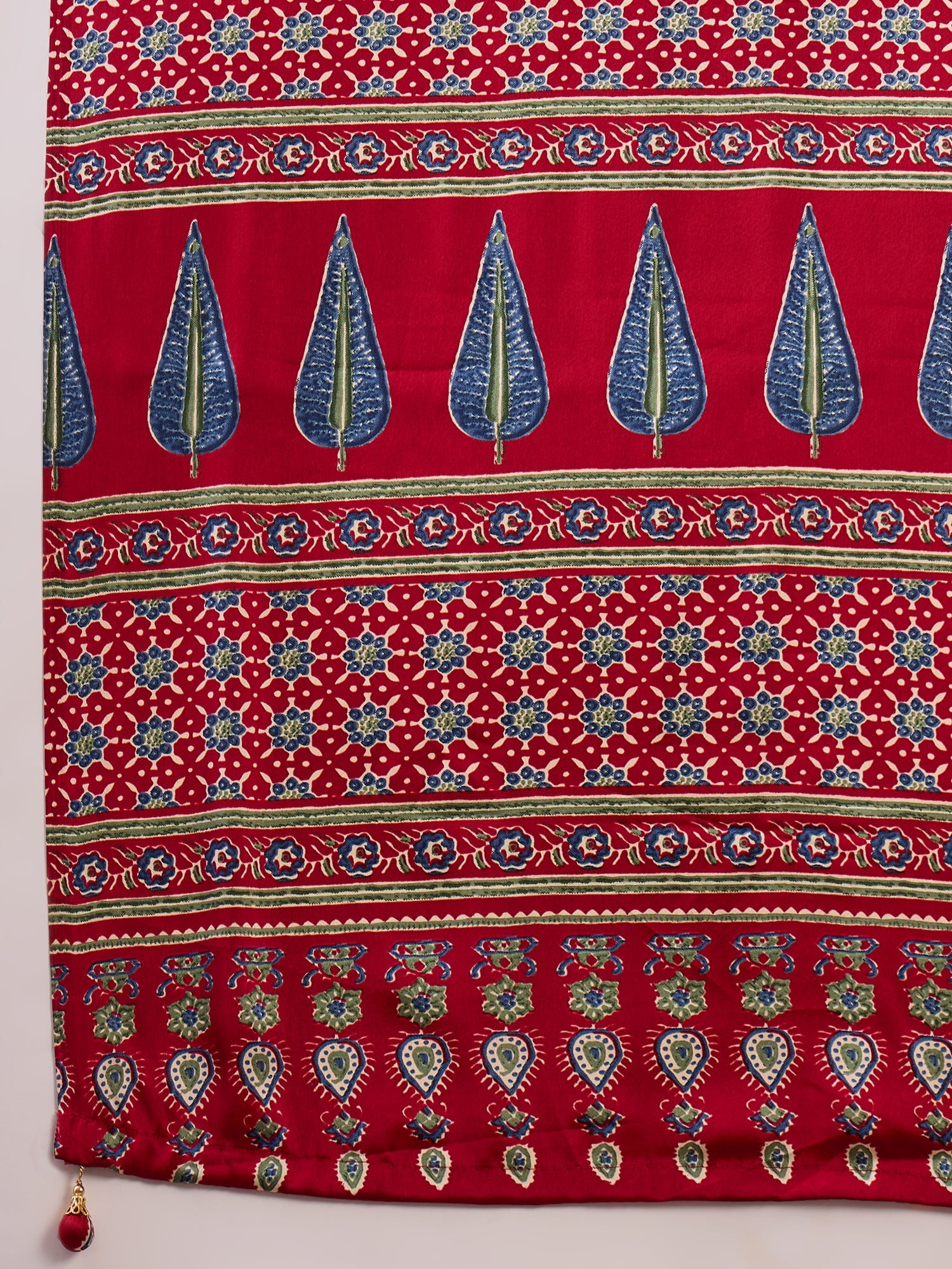 Red Pure Semi Modal Silk Floral Printed Saree