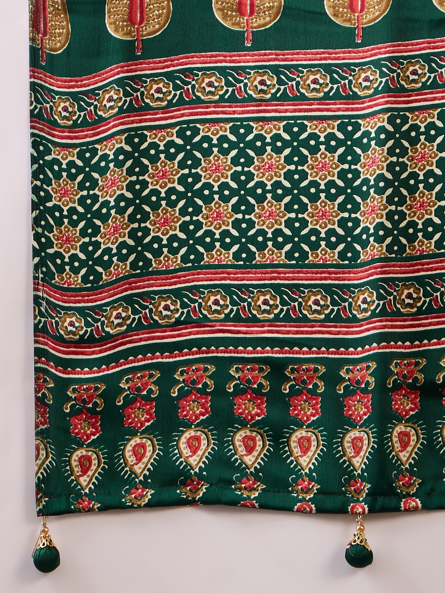 Green Pure Semi Modal Silk Floral Printed Saree