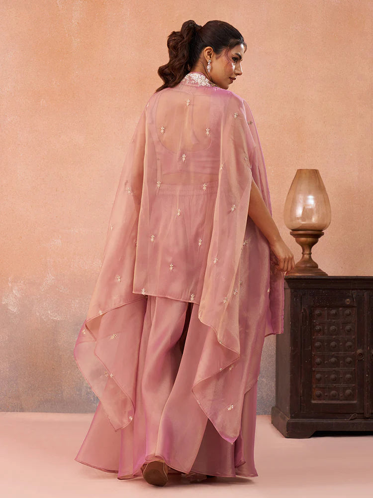 Dusty Pink Embroidered Co-Ord Set for Women