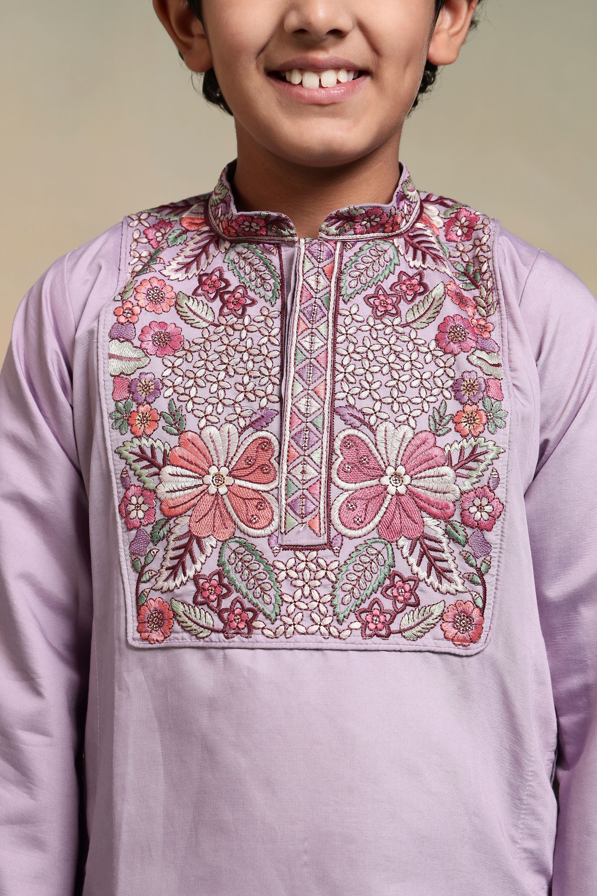 Lavendor Pure Viscose Silk Kids Boy Kurta Pajama