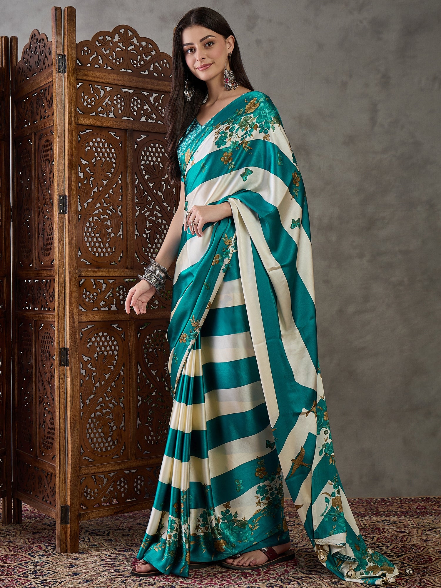 Rama Pure Semi Modal Japan Silk Ajarkh Printed Saree