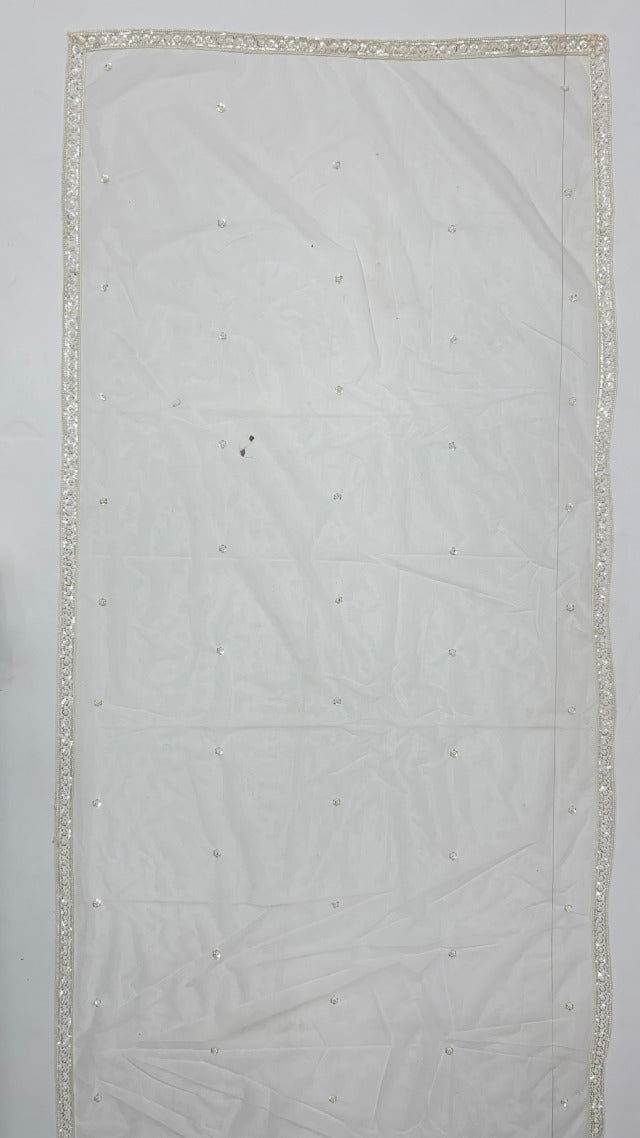 White Pure Heavy Net Motif Handwork Zari Sequins Work Bridal Lehenga Choli