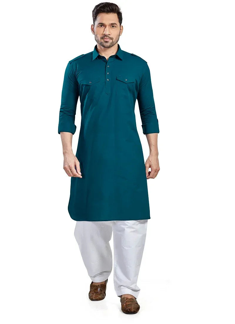 Teal Blue Colour RFSP 0001 Kurta Pajama - Anant Exports