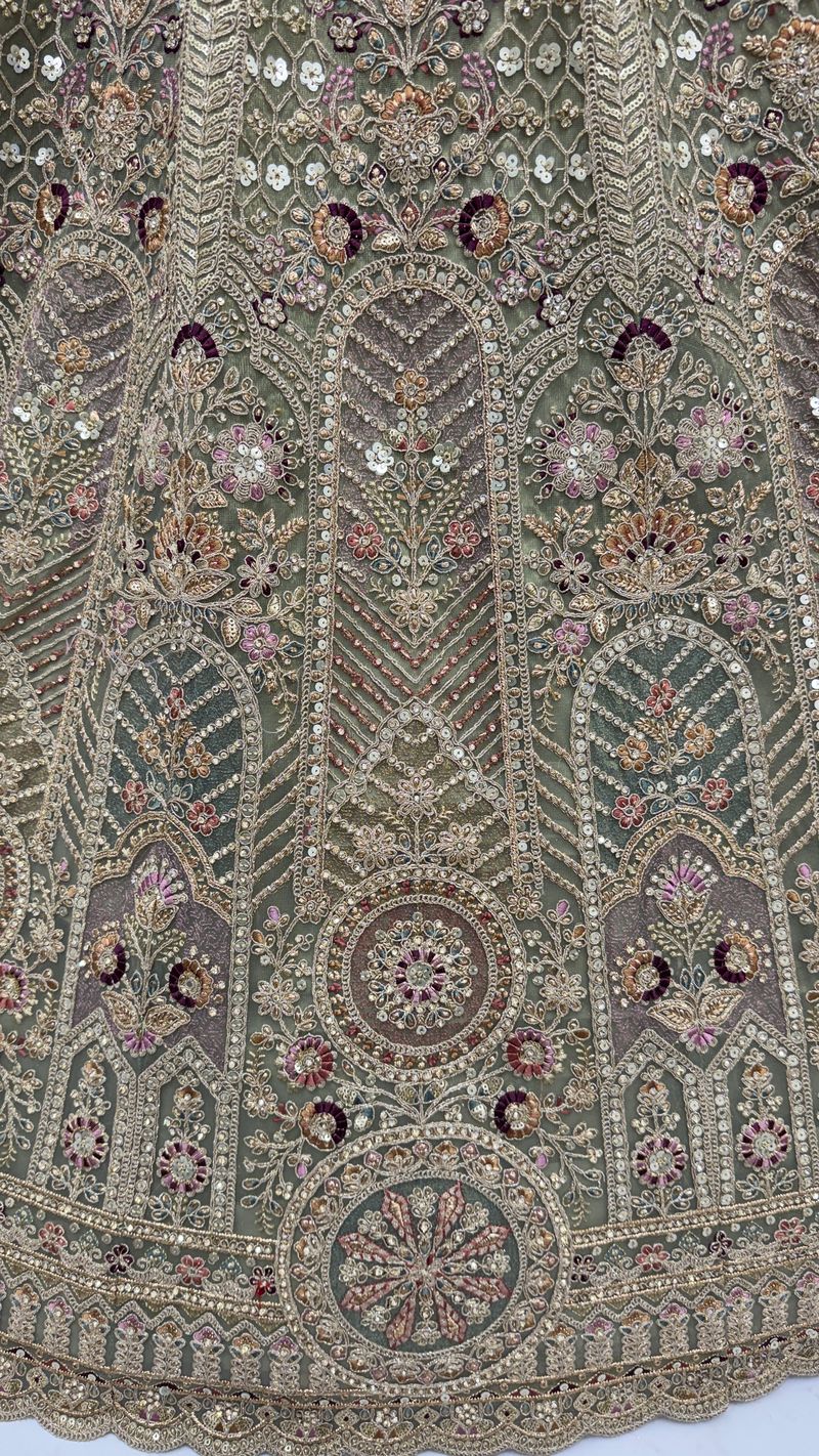 Pista Pure Soft Heavy Net Sequins Embroidery Work Bridal Lehenga