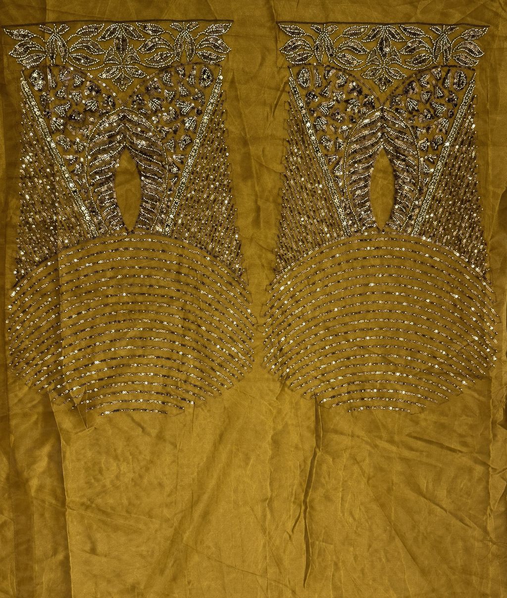 Golden Pure Soft Net Heavy Embroidery Work Bridal Lehenga