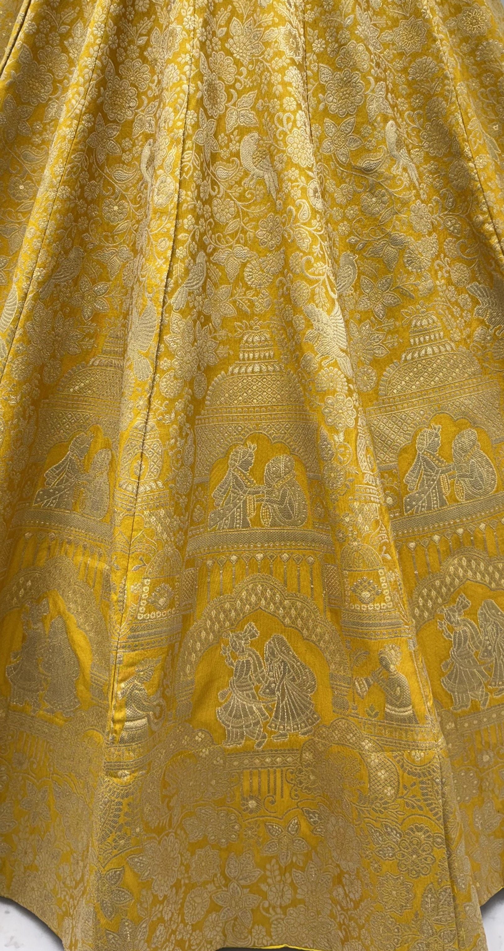 Royal Yellow Pure Banarasi Silk Zari Figure Pattern Weaving Work Bridal Lehenga Choli