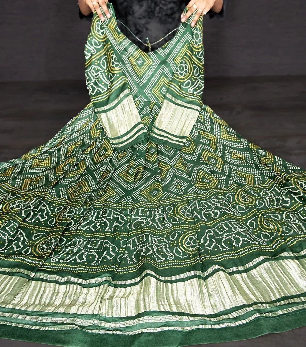 Beautiful Designer Ready To Wear Bandhej Print Gown