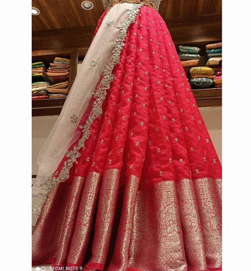 Beautiful Designer Fancy Kanchi Organza Half Saree with Lehenga