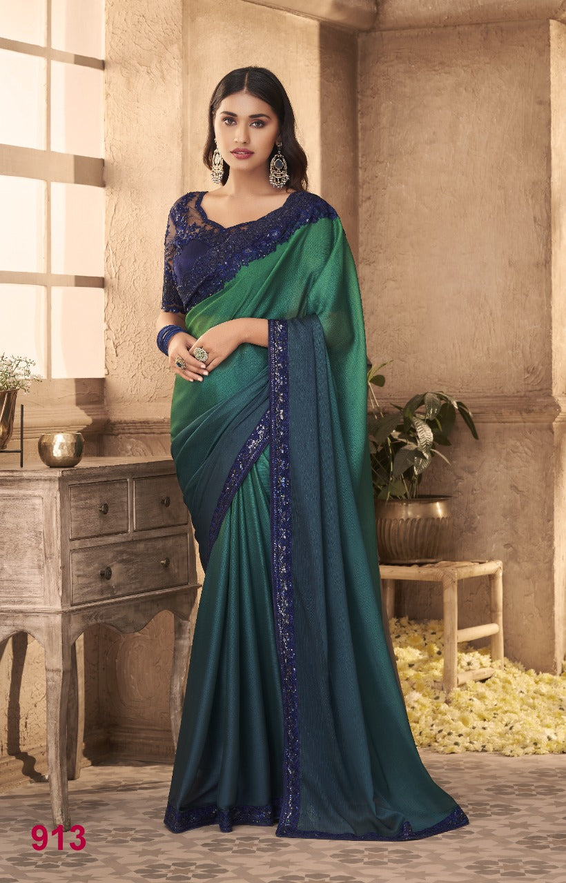 Beautiful Designer Party Wear Sandalwood Saree