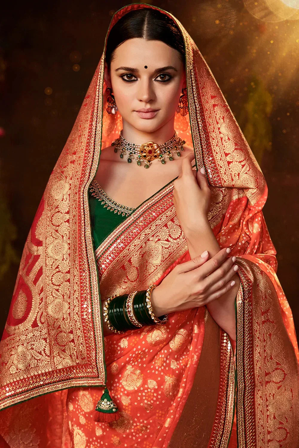 SINDHURI BANDHEJ EXCLUSIVE WEDDING SAREE D.NO 158 - Anant Tex Exports Pvt.Ltd.