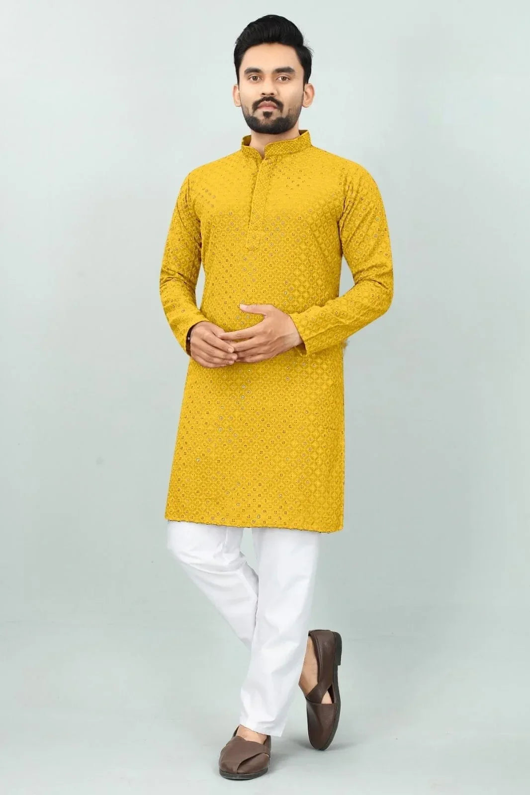 Traditional Chikan Work Kurta Pajama - Anant Exports