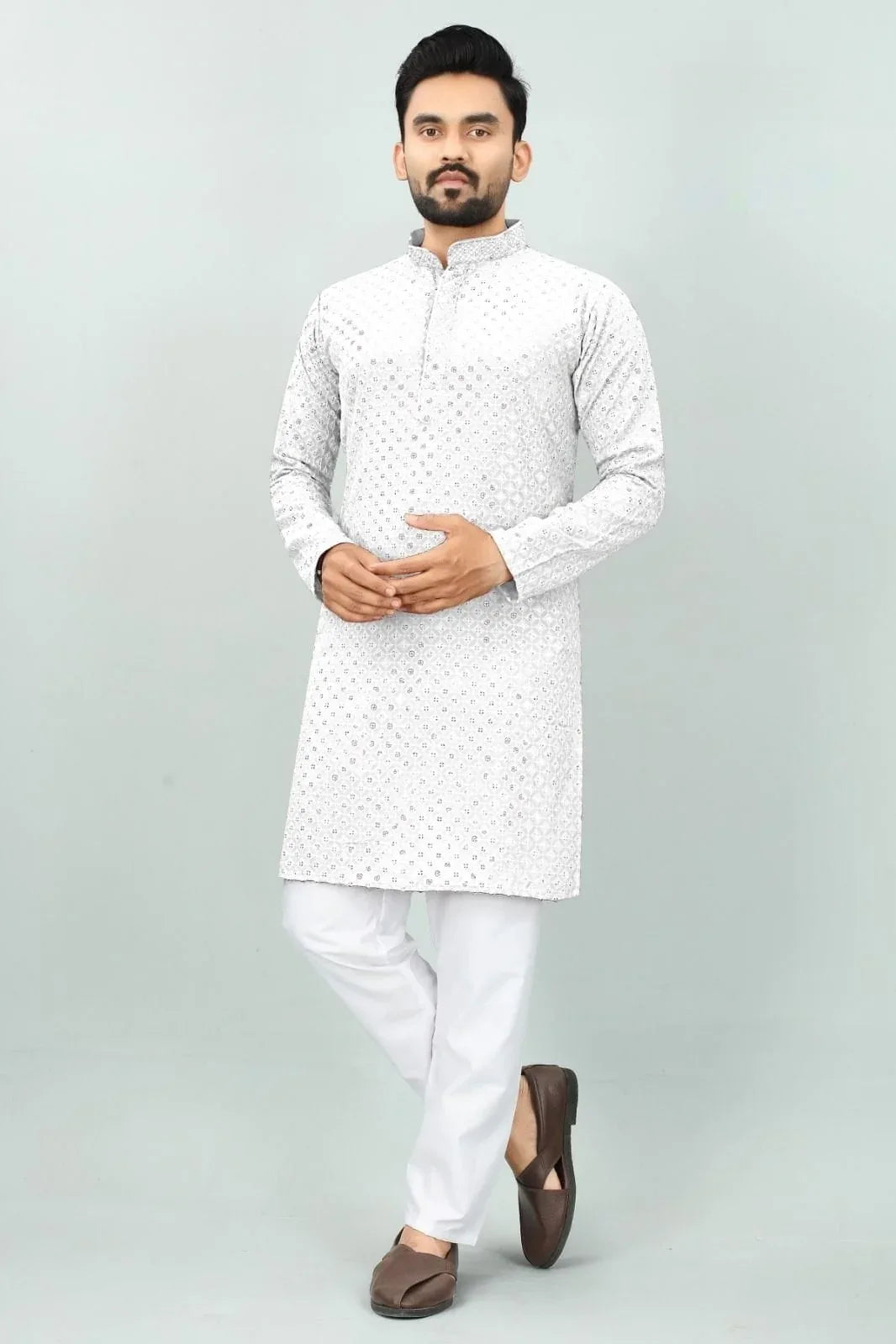 Traditional Chikan Work Kurta Pajama - Anant Exports
