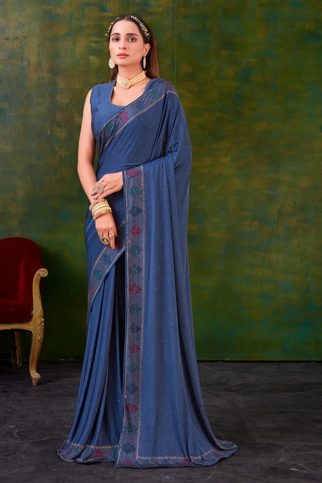 FANCY REGULAR WEAR SWAROVSKI SAREE - Anant Exports