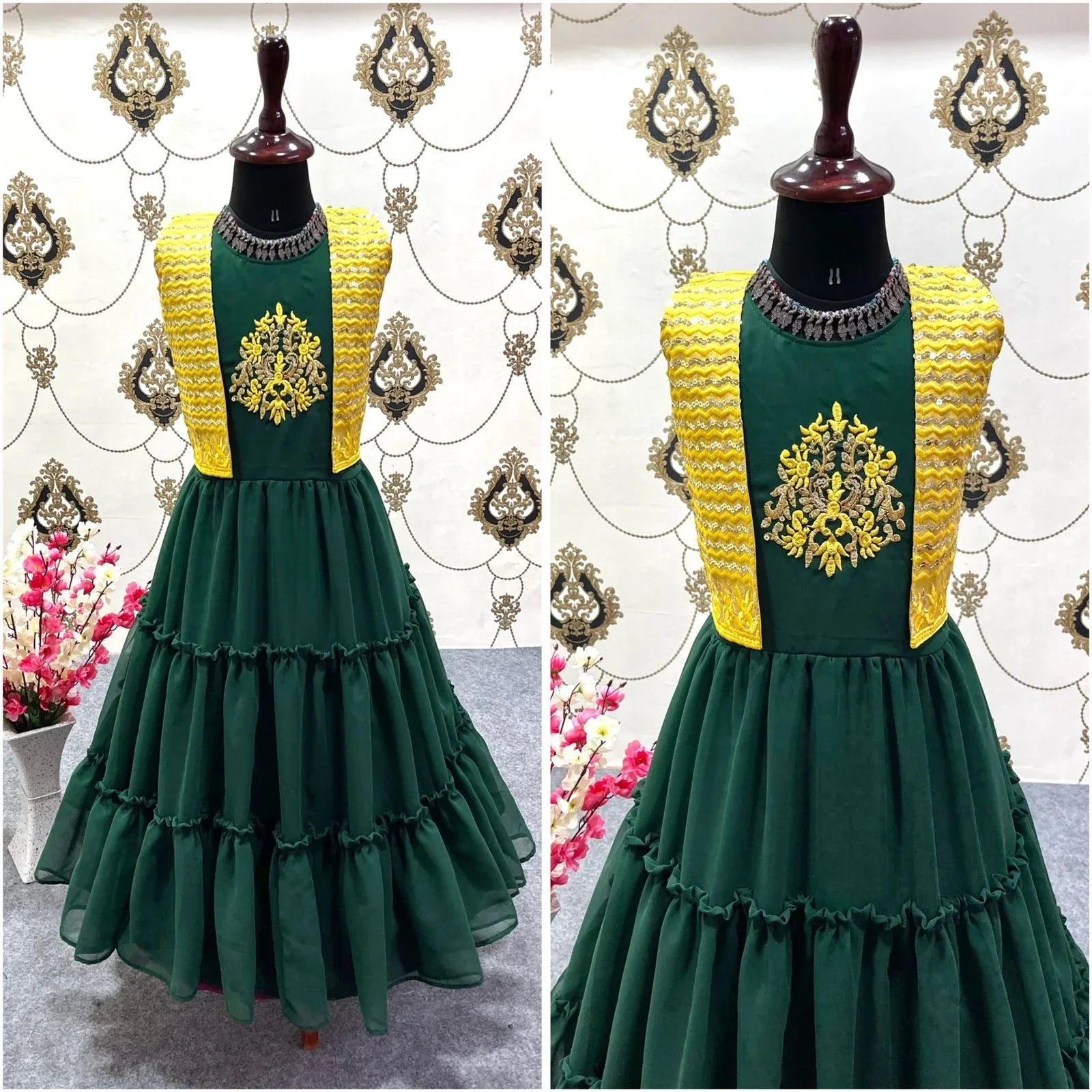 FANCY EMBROIDERY WORK GOWN WITH JACKET D.NO 120 - Anant Exports