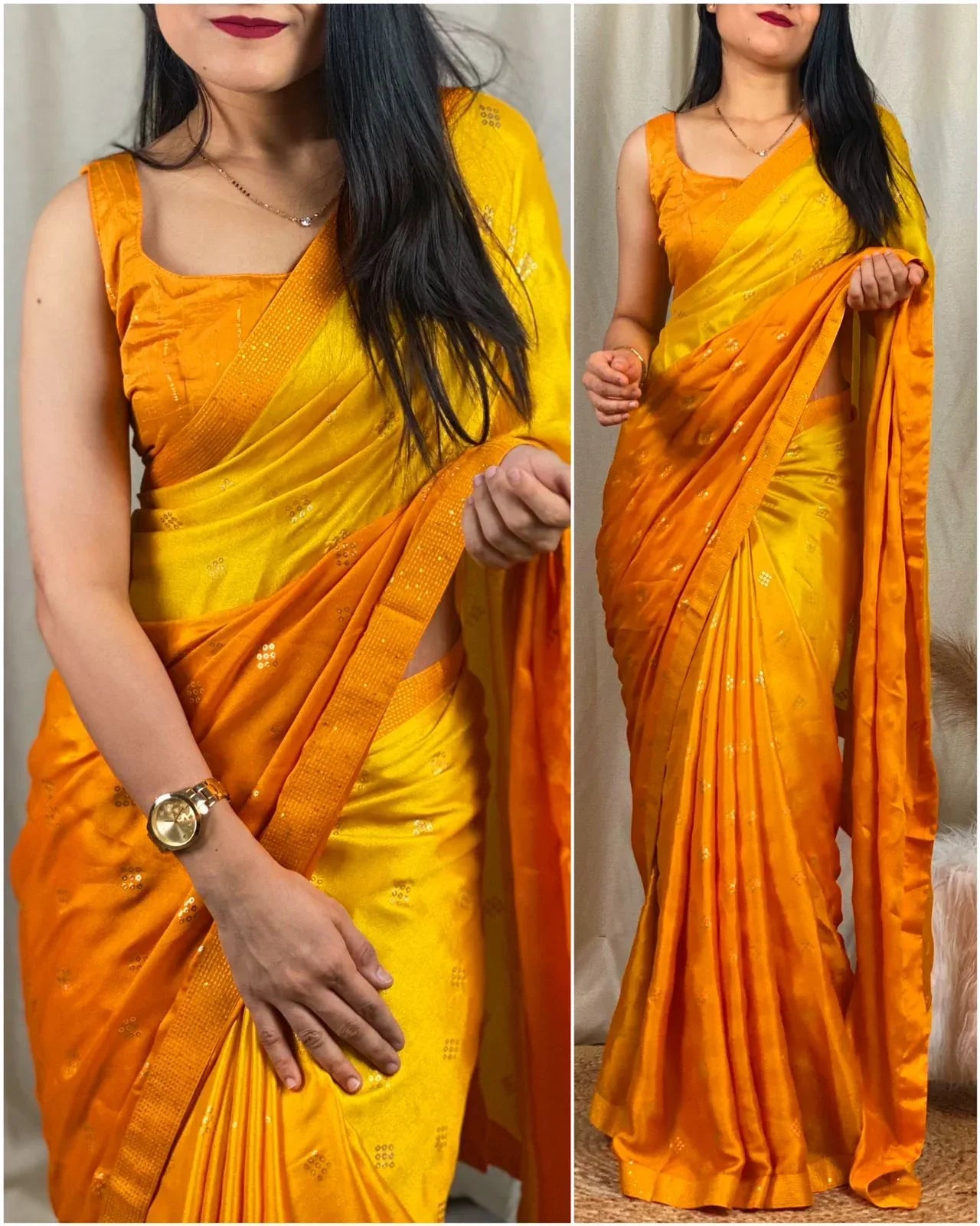 Party Wear Moss Silk Padding Saree - Anant Exports