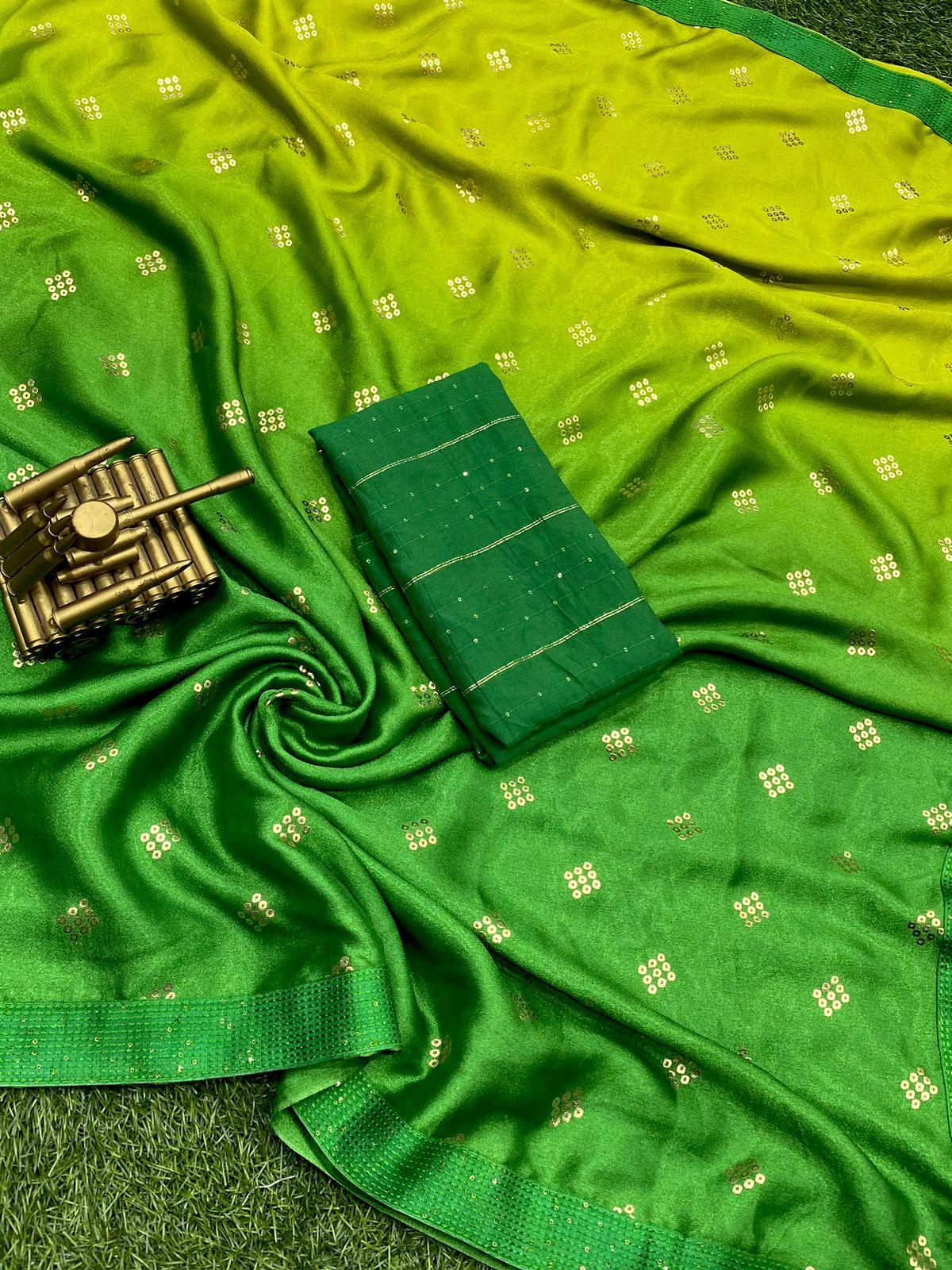 Party Wear Moss Silk Padding Saree - Anant Exports