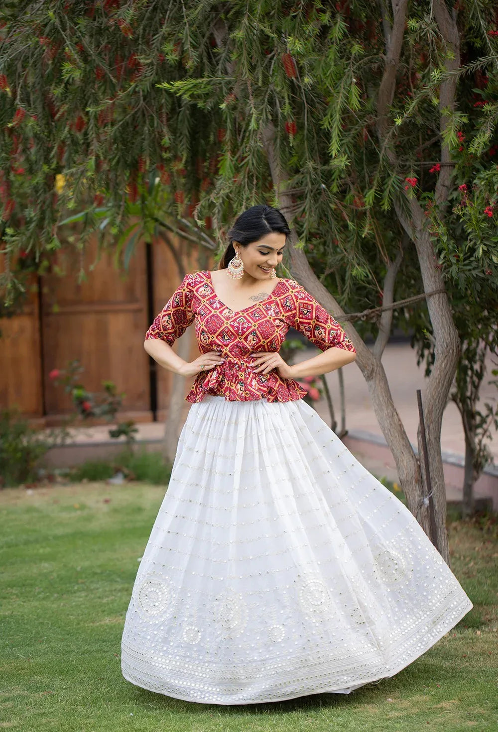 White Two Piece Lehenga D.No 1328 - Anant Exports