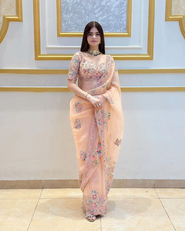 Fancy Soft Organza Silk Saree D.No 8045