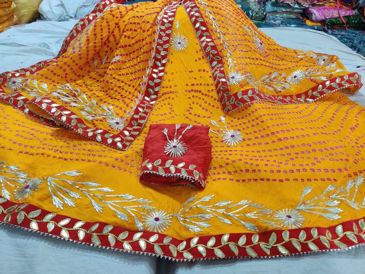Rajasthani Bandhej Silk Lehenga - Anant Exports