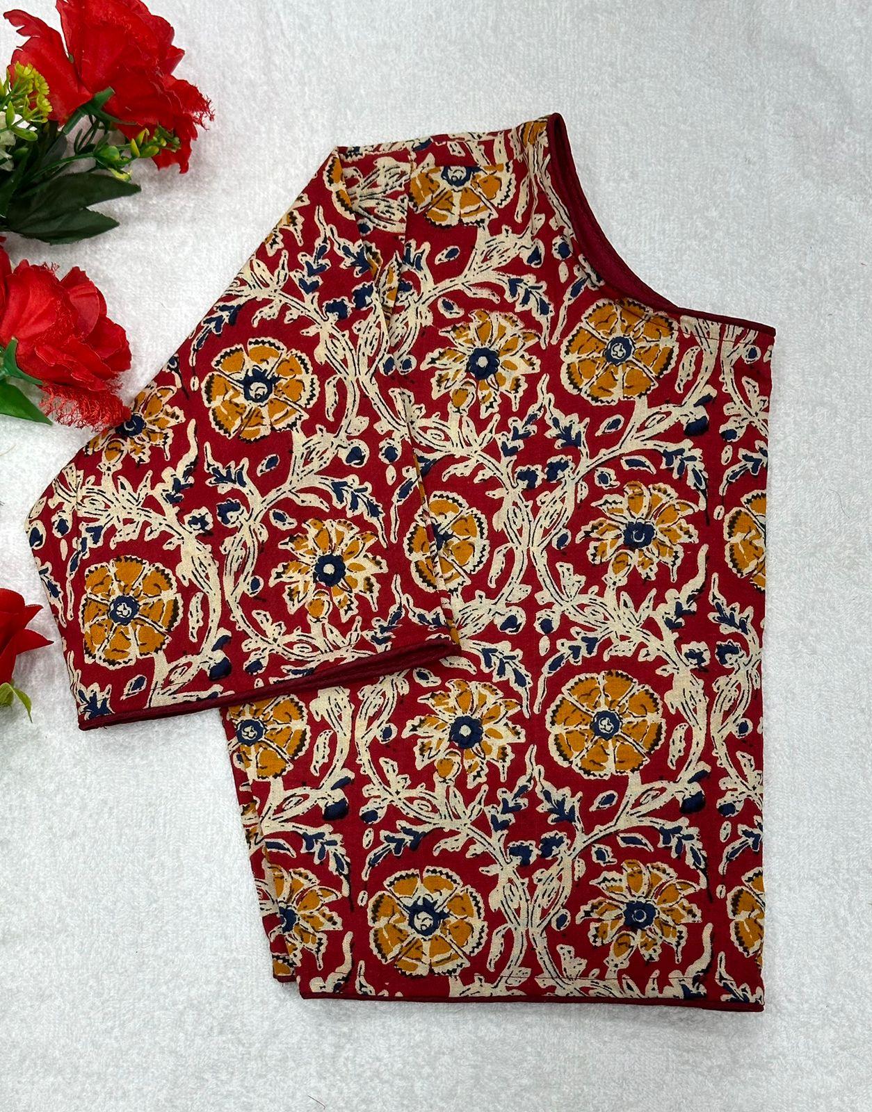 Blok Print Ajeakh Boat Neck Blouse - Anant Exports