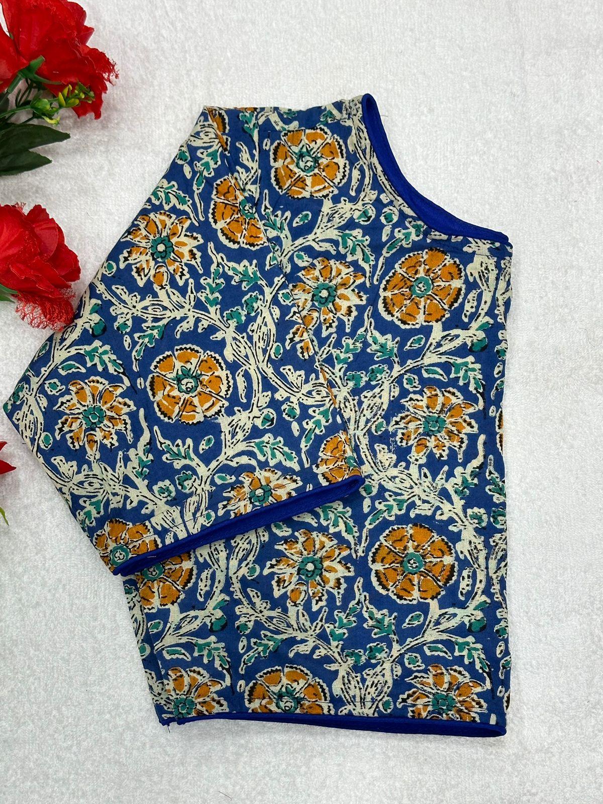Blok Print Ajeakh Boat Neck Blouse - Anant Exports