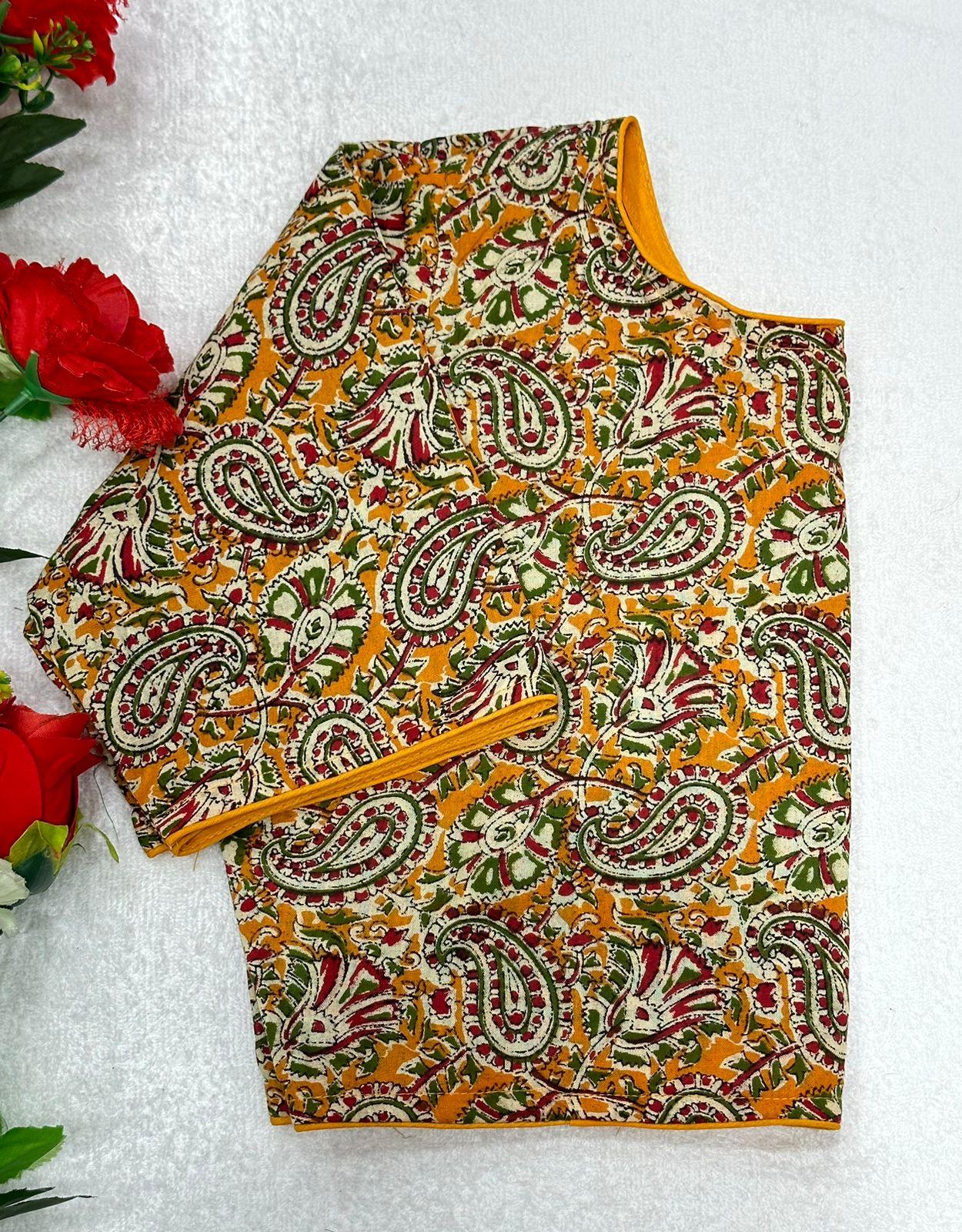 Blok Print Ajeakh Boat Neck Blouse - Anant Exports