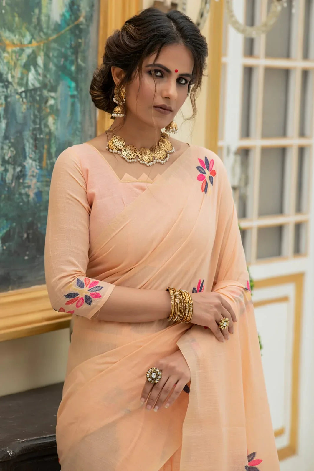 Party Wear Pure Linen Saree - Anant Exports