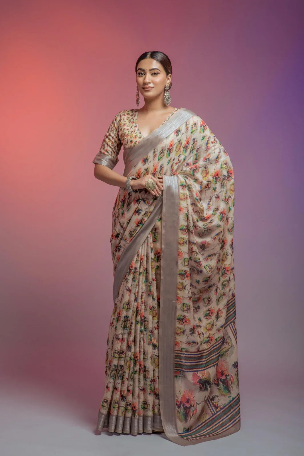 Della Linen Fancy Wear Saree - Anant Exports