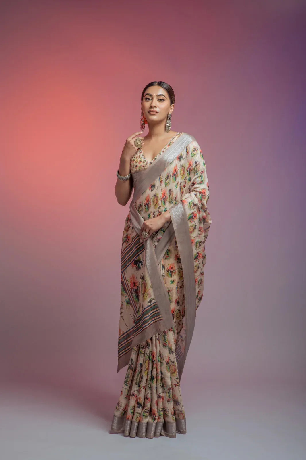 Della Linen Fancy Wear Saree - Anant Exports