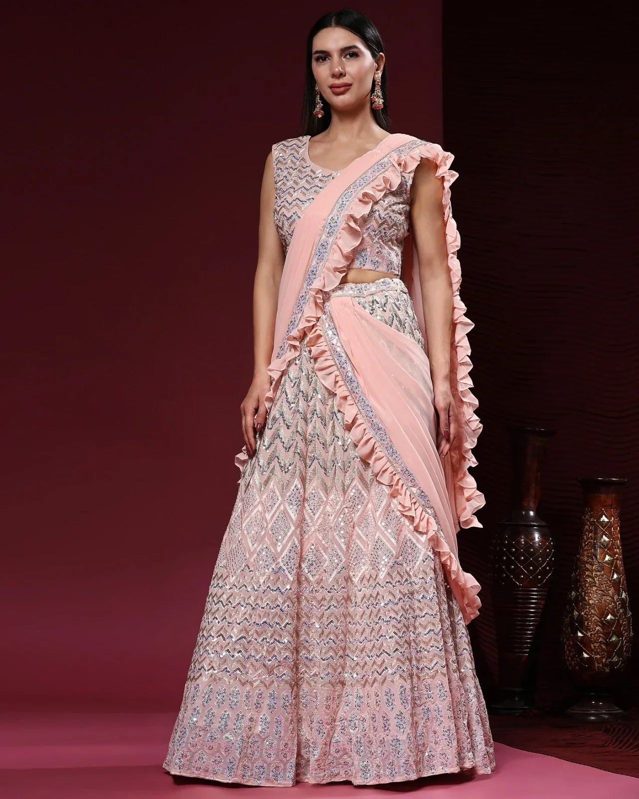 READYMADE CROP TOP LEHENGA D.NO. C-2008 - Anant Exports