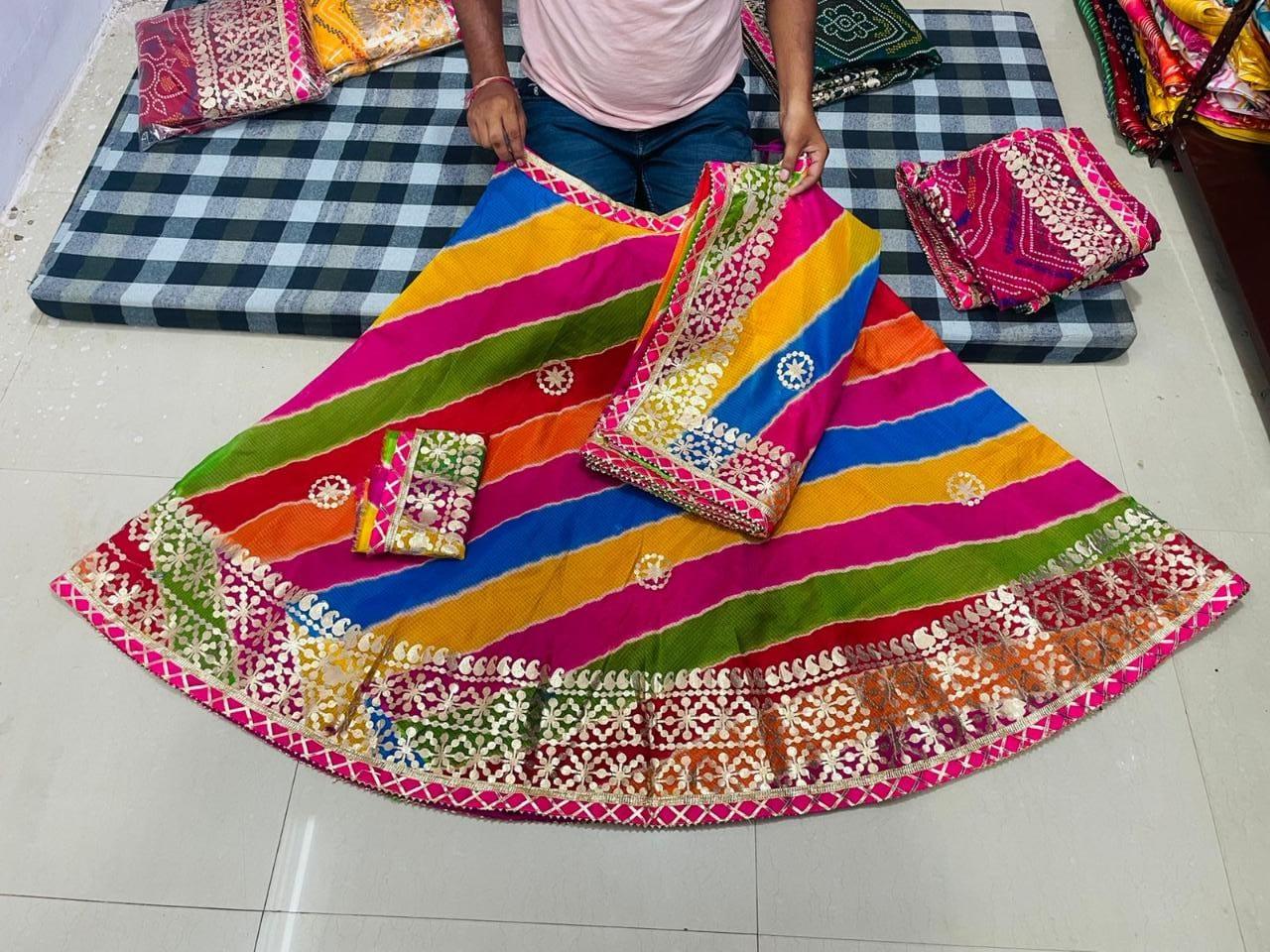 Rajasthani Kotta Doriya Traditional Lahriya Print Lehenga - Anant Exports