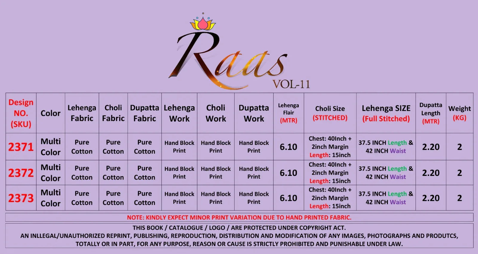 Raas Vol. 11 Printed Chaniya Choli - Anant Exports