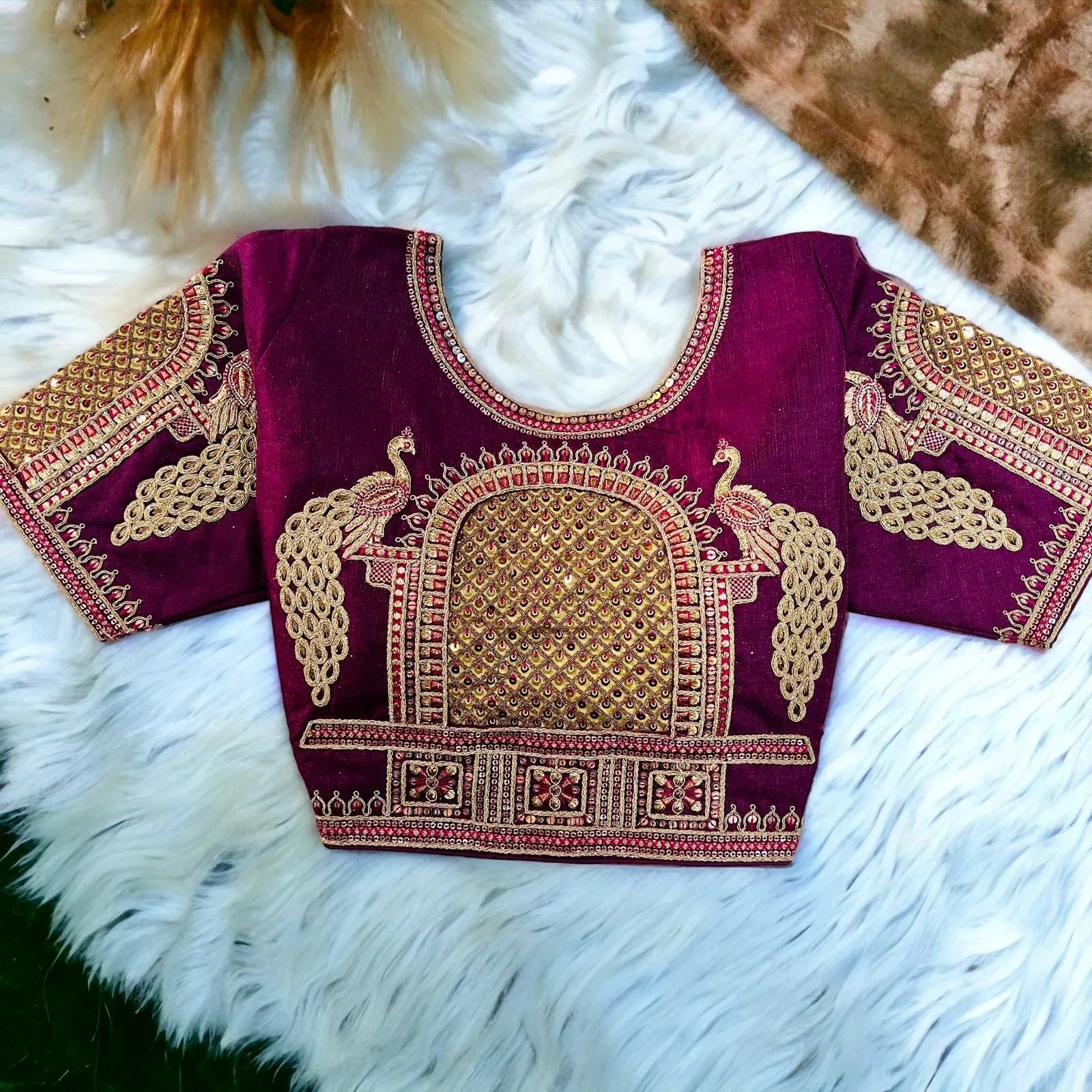 Peacock 3D Embroidery Bridal Work Blouse - Anant Exports