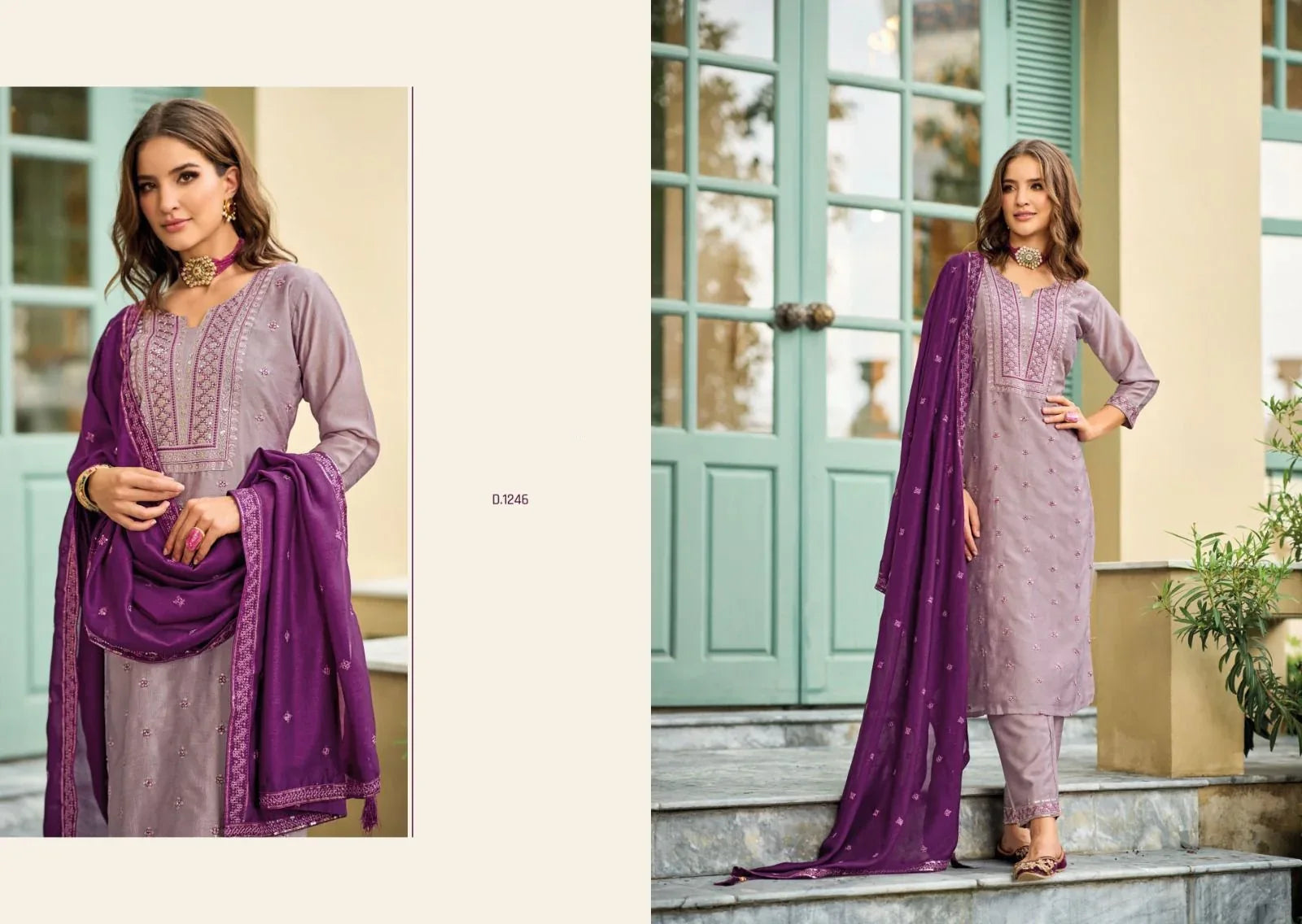 Zaveri Aarina Premium Silk Kurti Pant With Dupatta D.No. 1246 - Anant Exports