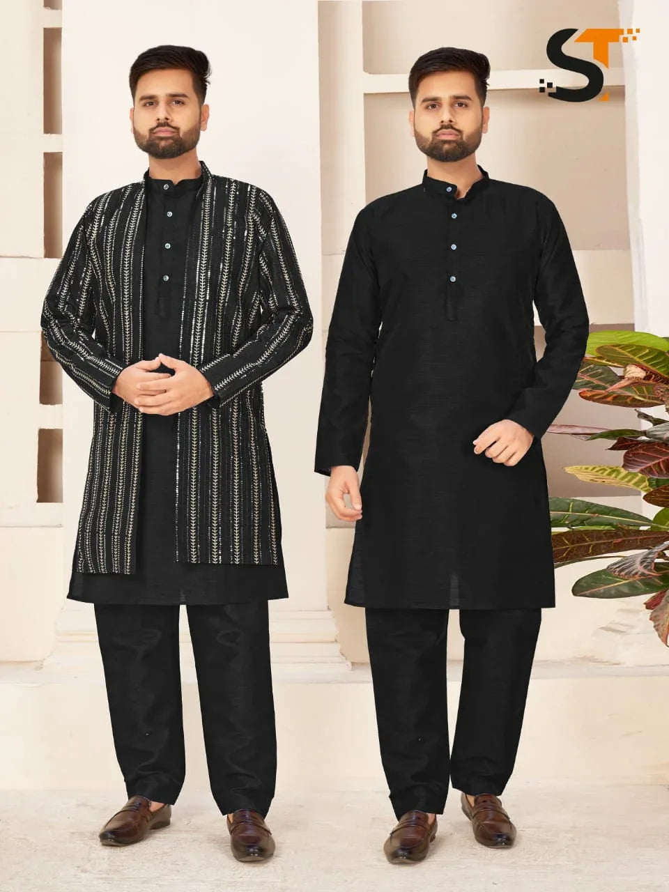 Party Wear Kurta Pajama With Koti - Anant Exports