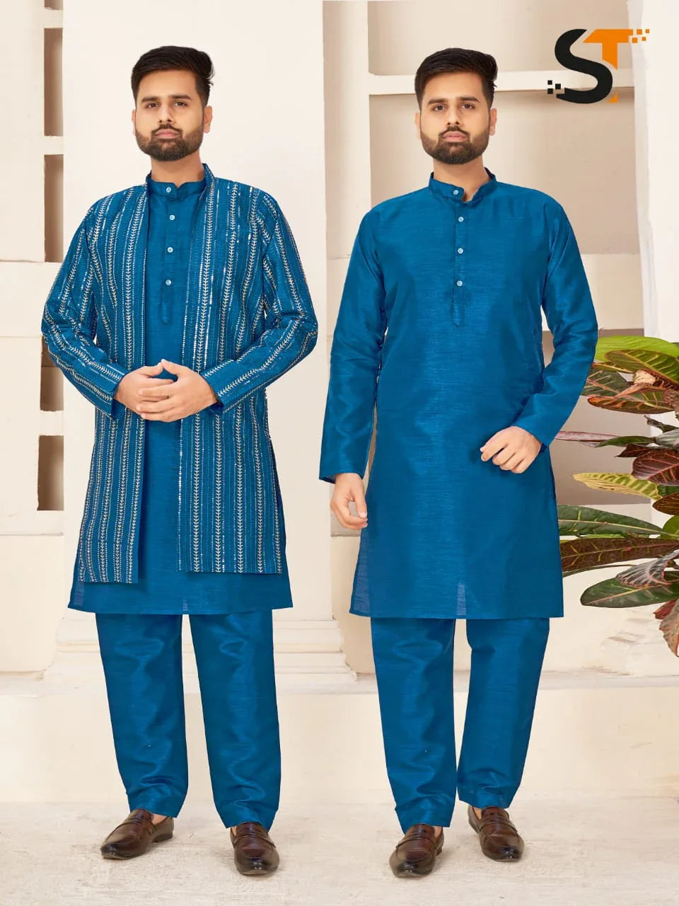 Party Wear Kurta Pajama With Koti - Anant Exports