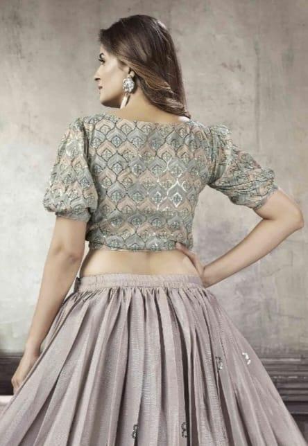 Party Wear Designer Crop top Style Lehenga Choli Frill & Flare Vol. 5 Design 2048